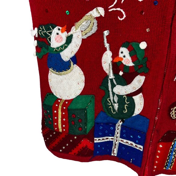Vintage Heirloom Collectibles Red Musical Snowman Vest Size 1X - Picture 4 of 11